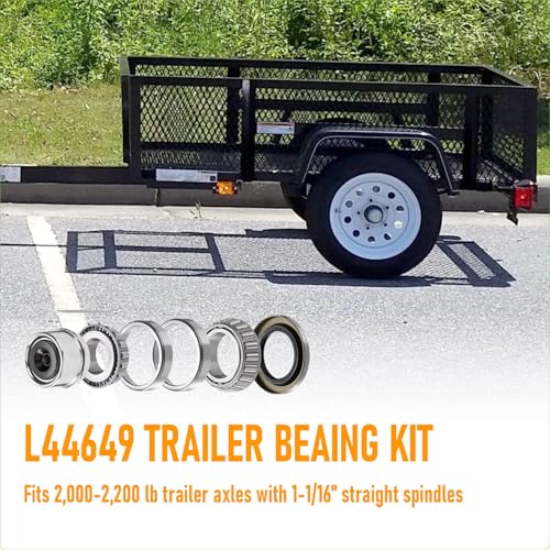 2 Sets Trailer Wheel Bearing Kits L44649 L44610 for 2000-2200 lb Axles | Includes L44649/L44610 Bearings, 12192TB & 15192TB Double Lip Grease Seals, Fits 1-1/16" Straight Spindles and 5-Lug Hubs - size: L44649 L44610-Set of 2