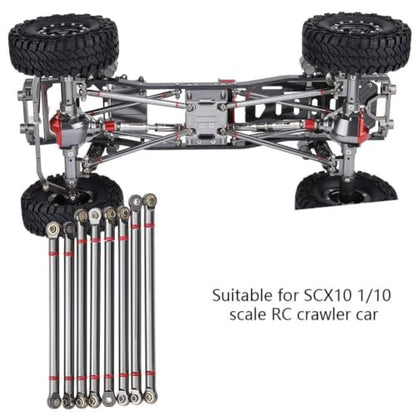 RC Link Rods, 8Pcs Aluminium Alloy Rod Links Linkage Chassis 313mm Wheelbase for Axial SCX10 1/10 Scale RC Crawler Car Steering Linkage Upper & Lower Upgrade Parts(Ti) - color: Ti