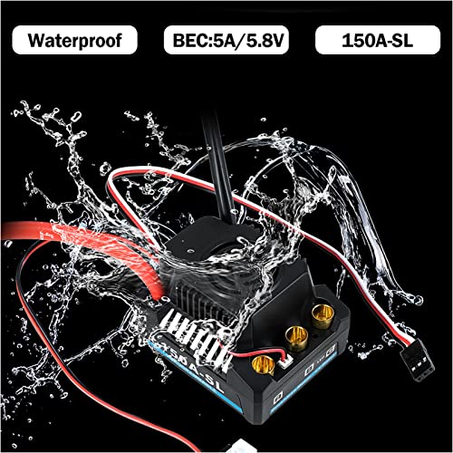 Diydeg 150A Brushless ESC, Electric Speed Controller Compatible with Sensorless Brushless Motors with Multiple Protections, Easy Programming RC ESC for 1/8 RC Car Truck