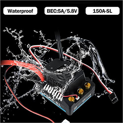 Diydeg 150A Brushless ESC, Electric Speed Controller Compatible with Sensorless Brushless Motors with Multiple Protections, Easy Programming RC ESC for 1/8 RC Car Truck