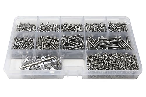 iExcell 1350 Pcs M2.5 x 4/5/6/8/10/12/16/20/25 Stainless Steel 304 Hex Socket Head Cap Screws Bolts Nuts Washers Assortment Kit - size: M2.5 x 4/5/6/8/10/12/16/20/25mm