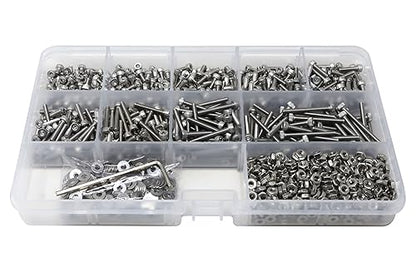 iExcell 1350 Pcs M2.5 x 4/5/6/8/10/12/16/20/25 Stainless Steel 304 Hex Socket Head Cap Screws Bolts Nuts Washers Assortment Kit - size: M2.5 x 4/5/6/8/10/12/16/20/25mm