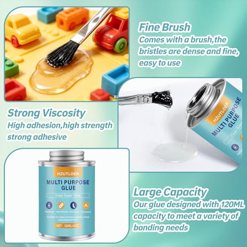 120ML Multi Purpose Contact Cement Clear Super Glue with Brush Waterproof Fast Curing Transparent All Purpose Adhesive for Glass Ceramic Plastic Rubber,Acrylic,Leather,DIY Household Repair