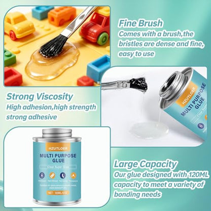 120ML Multi Purpose Contact Cement Clear Super Glue with Brush Waterproof Fast Curing Transparent All Purpose Adhesive for Glass Ceramic Plastic Rubber,Acrylic,Leather,DIY Household Repair