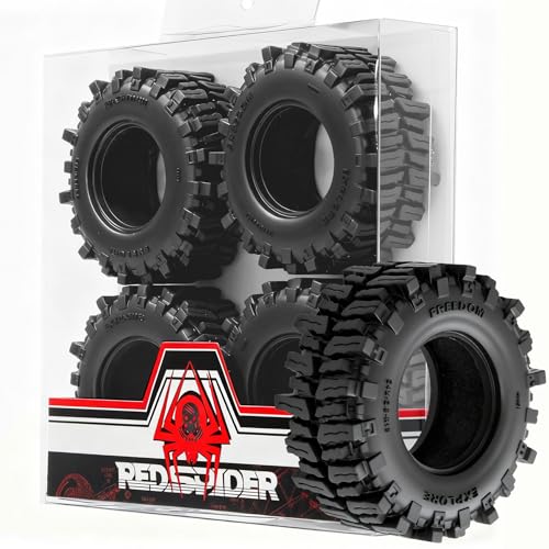 REDSPIDER RC 1.3inch Crawler Tires 64mm * 26mm Mud Slingers X Super Soft Sticky Tyres For RC 1/24 1/18 Scale Crawler TRX4M SCX24 FCX24 FCX18 (Tire) - color: Tire