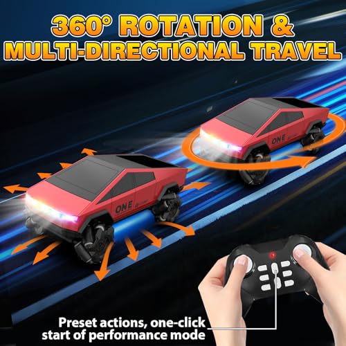 Gesture Sensing RC Stunt Car Toys for 6-12 Years Old Boys Girls, 1/28 Scale 4WD RC Drift Car, 2.4Ghz RC Cars, Seven Light Modes Hand Controlled 360°Rotating Cool Birthday Gifts for Kids - color: Red