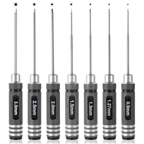 7pcs Precision RC Hex Screwdriver Set 0.9mm-3.0mm RC Tool Kit | Micro Allen Wrenches - Essential Repair Tools for RC Cars and Helicopters & 3D printer
