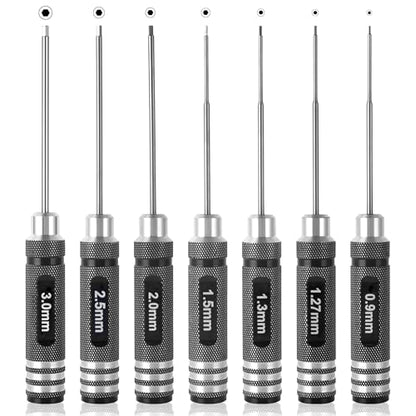 7pcs Precision RC Hex Screwdriver Set 0.9mm-3.0mm RC Tool Kit | Micro Allen Wrenches - Essential Repair Tools for RC Cars and Helicopters & 3D printer