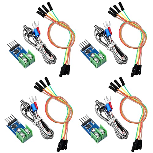 Weewooday 4 Sets DC 3-5V Max6675 Thermocouple Module & K Type Thermocouple Temperature Sensor Set M6 Screw & Cable Cord Compatible with Arduino/Raspberry Pi