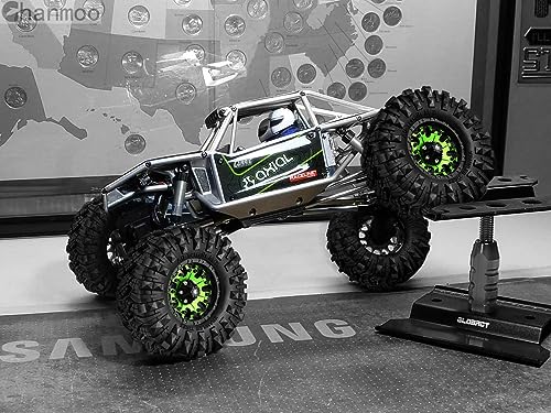 1.9 Crawler Tires RC Soft Rubber Mud Slingers Tyres For 1/10 Scale RC Rock Crawler Car Traxxas TRX4 Axial SCX10 II RC4WD D90 D110 TF2 Tamiya CC01 Gen8 1.9 inch Beadlock Wheels Rims 4PCS