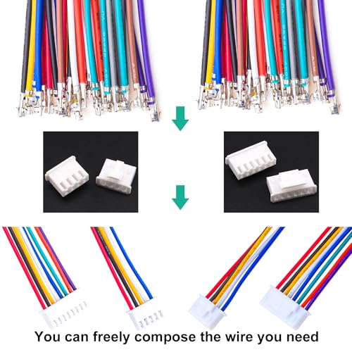 JST 2.54mm Connector with 22AWG Pre-Crimped Wire Kit, JST XHB Lock 2.54 2.54MM 2Pin 3Pin 4Pin 5Pin 6Pin 7Pin 8Pin 9Pin 10Pin Housing with 22AWG Wires for PCB Board & Electronics (JTS-2.5-XHB) - size: 2.5MM-XHB