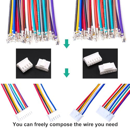 JST 2.54mm Connector with 22AWG Pre-Crimped Wire Kit, JST XHB Lock 2.54 2.54MM 2Pin 3Pin 4Pin 5Pin 6Pin 7Pin 8Pin 9Pin 10Pin Housing with 22AWG Wires for PCB Board & Electronics (JTS-2.5-XHB) - size: 2.5MM-XHB