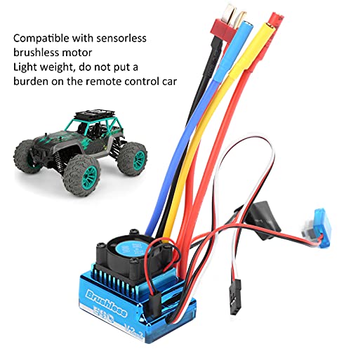 80A Brushless ESC Electric Speed Controller, Waterproof Brushless ESC for 1/10 1/12 RC Car and Boat, Sensorless Compatible with Cooling Fan Removal for Underwater Use