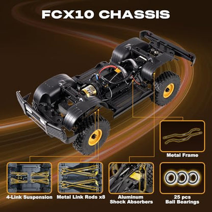 FMS 1/10 FCX10 Land Rover Camel Trophy Edition RC Crawler, Hobby RC Rock Crawler with Lighting System, 4-Link Suspension for Adults, RS (Defender 110 V2) - color: Defender