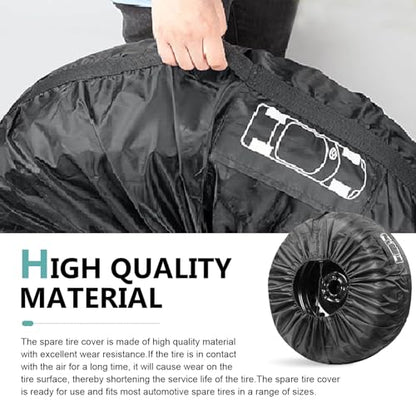 Car Spare Tire Cover, 190T Polyester Taffeta Scratch-resistant Waterproof Vehicle Spare Tire Protector, Four Seasons Wheel Storage Bag with Handle, Universal for Most Cars (Black #S) - color: Black #01
