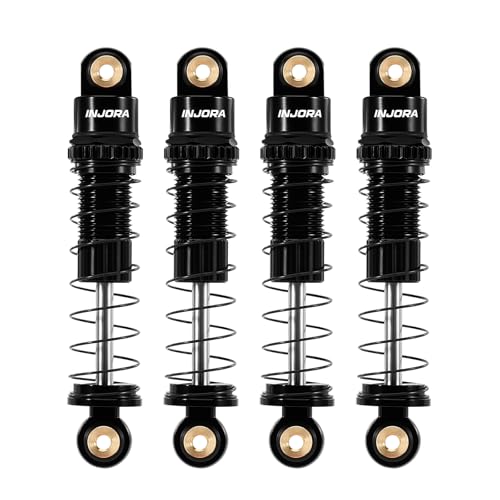 INJORA 39mm Aluminum Adjustable Threaded Oil Shock for SCX24 FCX24M, Black - color: Black