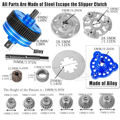 Metal Transmission Complete Upgrades Part for 1/10 Slash/Rustler/Stampede/Bandit 2WD(VXL),Gearbox Case w/76T 83T 86T 90T Gear,Diff,Slipper Clutch & Rebuild Kit,Pressure Plate,Navy Blue - color: Navy Blue(1set)