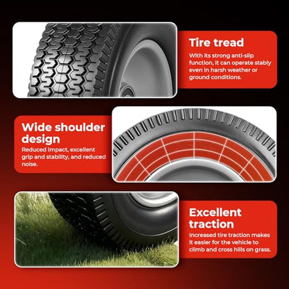 2.50-4" Tire and Wheel Assembly, 2PCS | 5/8" Bushing,2.2" Offset Hub,Tubeless,2.50x4 Lawn Mower Tires with Rim,For Zero Turn Lawn Riding Mower Golf Carts