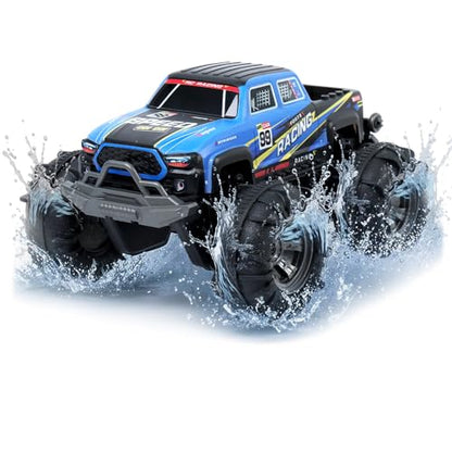 QXHOL 4WD Amphibious Waterproof Monster Truck Gesture RC Car Toy for Kids | Hand Controlled Remote Control , All-Terrain Off-Road Vehicle for Boys Ages 6-7 8 9 10 11 12 Year Old, Birthday Gift Present - color: Amphibious Truck Car