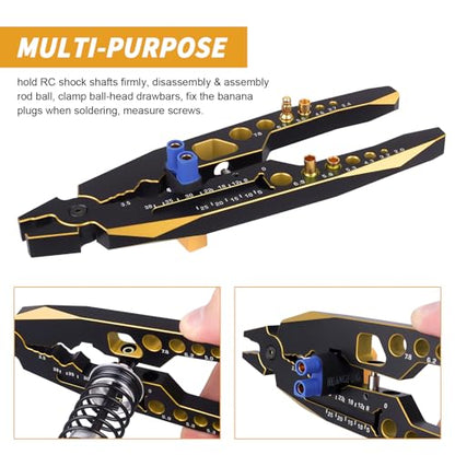 Metal Shock Absorber Pliers Ball Head Pliers Clip Multi-Function RC Tools for Traxxas Arrma Axial Redcat Losi Tamiya HSP HPI Exceed Cars (Black Gold) - color: Black Gold