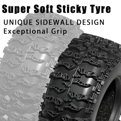 1.3 Tires for SCX24 & TRX4M 63.2 26.7mm RC Crawler Tires Upgrades with Foam Inserts Compatible with Traxxas Axial 1/18 1/24 Scale RC Cars Aggressive Mud Terrain Cling On Design - size: 1.3-66mm-jct