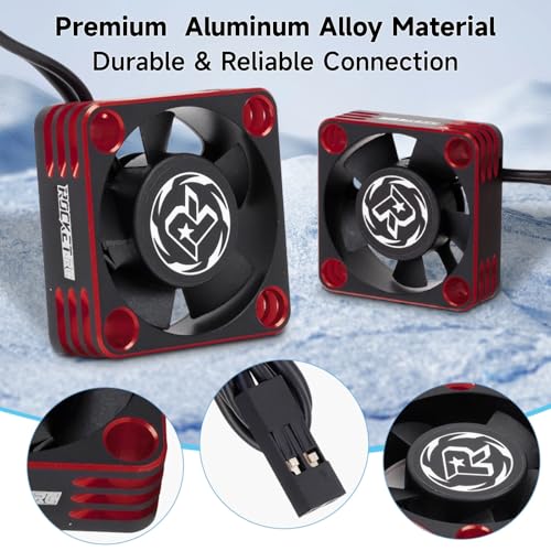28000RPM RC Motor Heatsink ESC Cooling Fan,30mm,2 Pack,Red | RC Model Heatsink for 1/8 1/10 1/12 Scale,RC Car,Truck,Buggy Truggy,540 550 Brushless Motor - color: Red