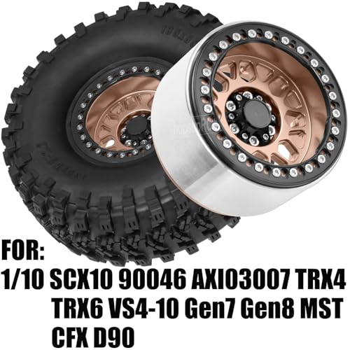 2.2 RC Wheels for 1/10 SCX10 90046 AXI03007 TRX4 TRX6 VS4-10 Gen7 Gen8 MST CFX D90,Aluminium RC Truck Tires Highway Tires 2.2" RC Wheels 2.2 Beadlock Wheel Rim RC Tires (135 * 55MM),Bronze - color: Bronze/4pcs