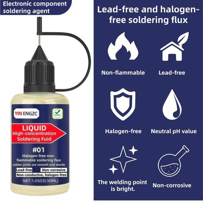 Liquid Solder Flux 30mL (1.05 Oz), No Clean Liquid Soldering Flux, Electrical Rosin Flux Solder, Liquid Flux Soldering Fluid in Squeeze Dropper Bottle.