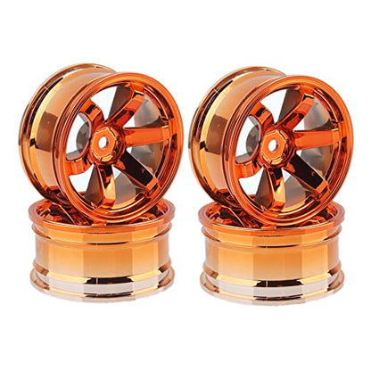 4PCS 1:10 RC Tires and Plastic Wheels Rims for 1/10 Scale On Road Touring Racing Drift Car HSP HPI Tamiya (Orange) - color: Orange