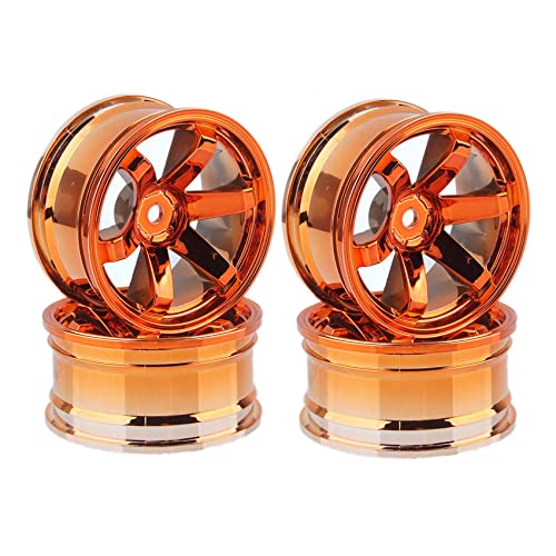 4PCS 1:10 RC Tires and Plastic Wheels Rims for 1/10 Scale On Road Touring Racing Drift Car HSP HPI Tamiya (Orange) - color: Orange