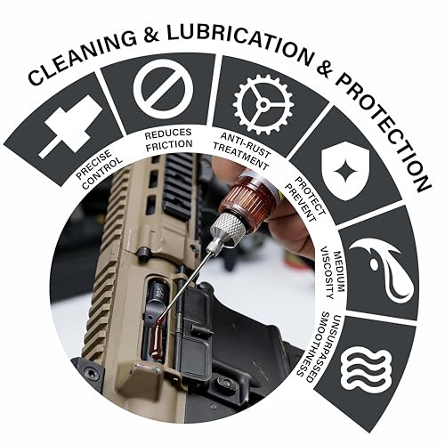 Synthetic Gun Grease Medium Viscosity High Temp (2 Bottles, 8ml Each) | High Pressure Formula, Precision Needle Applicator for Firearm Slide Rails, Bolt Carrier, Locking Surfaces