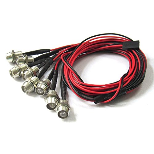 ShareGoo 8Leds LED Light Headlights Lighting Taillight Kit Compatible with Traxxas HSP Tamiya Redcat RC4WD Axial SCX10 RC Car Truck Tank Crawler,Red Orange White Led