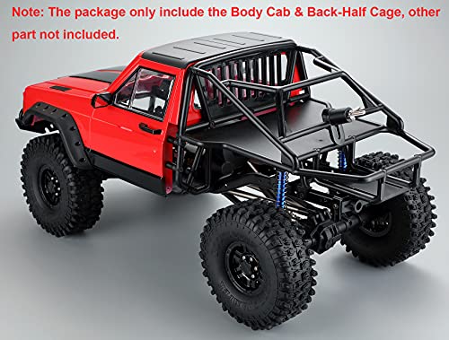 RC Crawler Body Cab & Back-Half Cage Body Shell for 1/10 RC Crawler TRX4 SCX10 90046 AT4 GEN 8 Scout II (Red) - color: Red