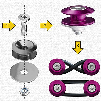 ASUBHA 4PCS Bumper Quick Release Kit, Bumper Fastener, Front Rear Bumper Holders with Stainless Steel Screws Kit, Universal Aluminum Bumper Clips for Front and Rear Bumpers, Trunks, Hatches, Hoods - color: Purple