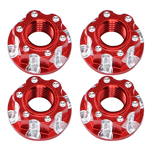 RC Hex Nuts, Lightweight Durable Aluminum Alloy 4pcs Set Hex Wheel Nuts 17mm M4 for 1/10 Scale RC Car Enthusiasts Off-Road Racing Daily Maintenance
