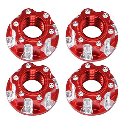 RC Hex Nuts, Lightweight Durable Aluminum Alloy 4pcs Set Hex Wheel Nuts 17mm M4 for 1/10 Scale RC Car Enthusiasts Off-Road Racing Daily Maintenance