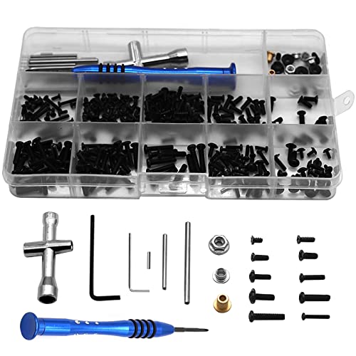 ShareGoo RC M2 M2.5 M3 Screws Bolt & Nuts Cross Sleeve Allen Wrench Swing Pin Kit Compatible with WLtoys 144001 1/14 RC Car Buggy,316Pcs/Set