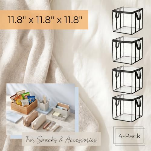 4-Pack Clear Storage Bag 11.8", Small PVC Soft Organizer | Designed specifically for storage and organization; waterproof and dustproof; see-through; durable - size: Small