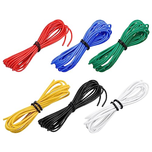MECCANIXITY 22 Gauge Wire Silicone Wire 22AWG Electrical Wire Stranded Wire Tinned Copper Wire High Temp Hookup Wire 6 Color 1.5m/4.92ft for Car Model Electric Appliances 6pcs - size: 22AWG, 4.92ft