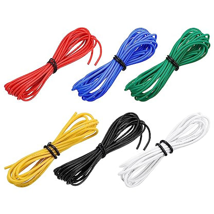 MECCANIXITY 22 Gauge Wire Silicone Wire 22AWG Electrical Wire Stranded Wire Tinned Copper Wire High Temp Hookup Wire 6 Color 1.5m/4.92ft for Car Model Electric Appliances 6pcs - size: 22AWG, 4.92ft