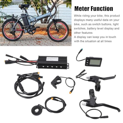 VBESTLIFE Electric Speed Controller Kit, Multifunction 30A Controller Instrument with S866 Display Brake Lever Thumb Shift Lever for 24V 36V 48V 1000W Motor,