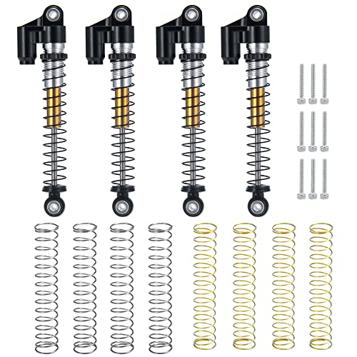 RCLIONS RC Shocks 48mm Adjustable Absorber Damper for All 1:24th Axial SCX24 AXI90081 Deadbolt C10 Bronco Gladiator RC Crawler Car Upgrades - color: Black