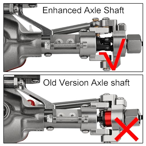 Aluminum Front Rear Complete Axle Set with Enhanced Axle Shaft for Axial SCX10 RC4WD D90 1/10 RC Crawler Upgrade Parts (Titanium)