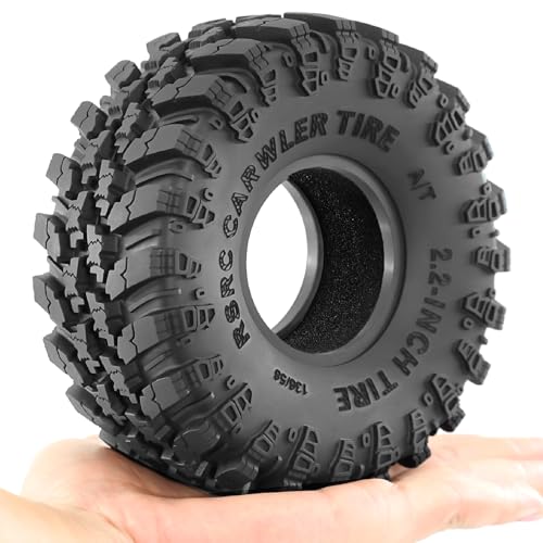 STMU 2.2'' RC Rubber Crawler Rock Tires OD 136mm/5.3'' with Foam Insert for 1/8 1/10 RC Crawler Car SCX10 TRX4 TRX6 GEN7/8 2.2'' Beadlock Rims (Tires)