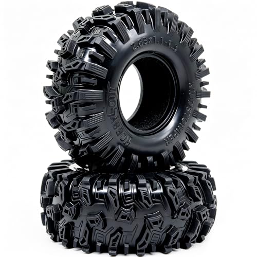 HOBBYSOUL MUDSTOMPER 72mm RC Crawler 1.3 Tires 4-Pack Fits TRX4M SCX24 | soft sticky tire for mud & rock off-road climbing,foam inserts,upgrade for 1/18 TRX4M High Trail & 1/24 micro crawlers