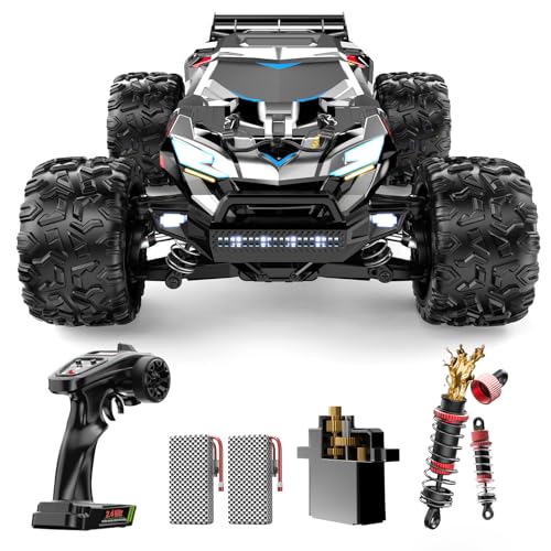 DEERC Brushless Fast RC Cars for Adults, 55KM/H, Compatible with 3S Battery | 1:18 Off-Road RC Truck, All Terrain 4x4 Racing Mecha Car, 50 Mins, Waterproof Remote Control Monster Truck, 308E
