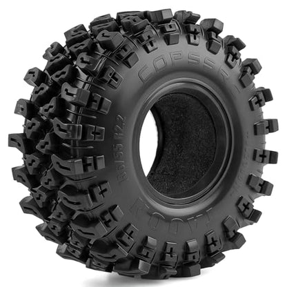 2.2 Inch RC Crawler Tires OD 5.35" 1/10 Soft Rubber Rock Mud Tyres For 1:10 Scale Crawler Car Traxxas TRX4 RC4WD D90 TF2 Axial SCX10 II Tamiya CC01 Gen8 Redcat 2.2" Beadlock Wheels 4Pcs