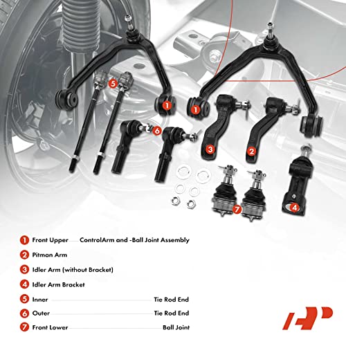 A-Premium 11Pcs Suspension Kit, Front Upper Control Arm | Inner Outer Tie Rod End, Lower Ball Joint, Fit for Chevrolet Express 2500 2003-2005, GMC Savana 2500 2003-2005