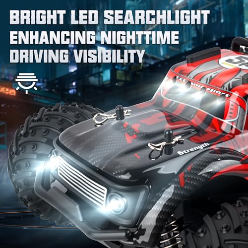 BEZGAR Remote Control Monster Truck, 1:18 Scale All Terrain RC Truck, 2WD 20Km/h Monster Truck Toys with Light, RC Crawler for Adults, Remote Control Car for Boys