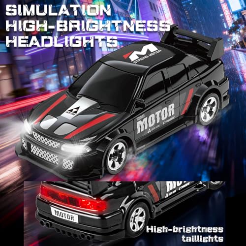 KF33 1:64 Scale Mini Drift RC Car with Full Proportional RTR 2.4GHZ Remote Control for Desktop Racing (Black) - color: Black1
